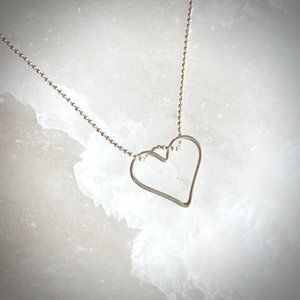 Dainty NWT Italian Sterling Silver Chain Heart Charm Necklace